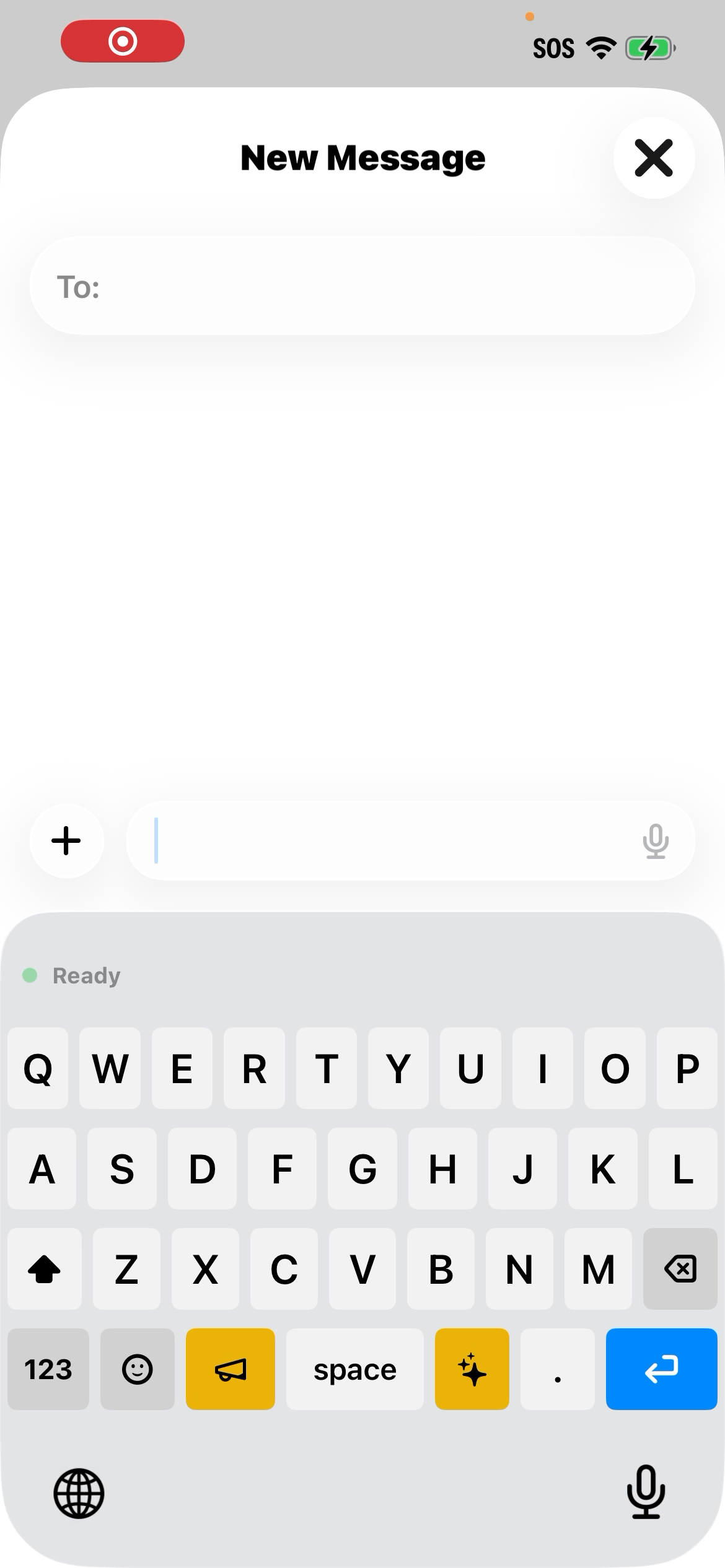 Keyboard dictation demo in Messages